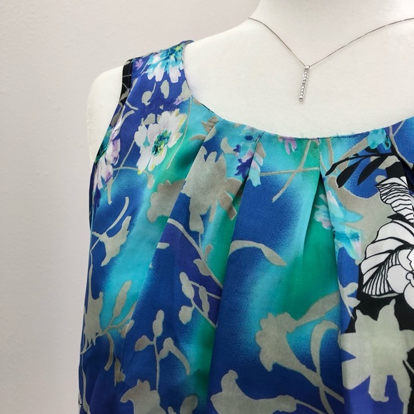 ⭐️Elementz⭐️Blue Floral Print Sleeveless Blouse Women’s Summer Tank Top Shirt - Picture 2 of 6